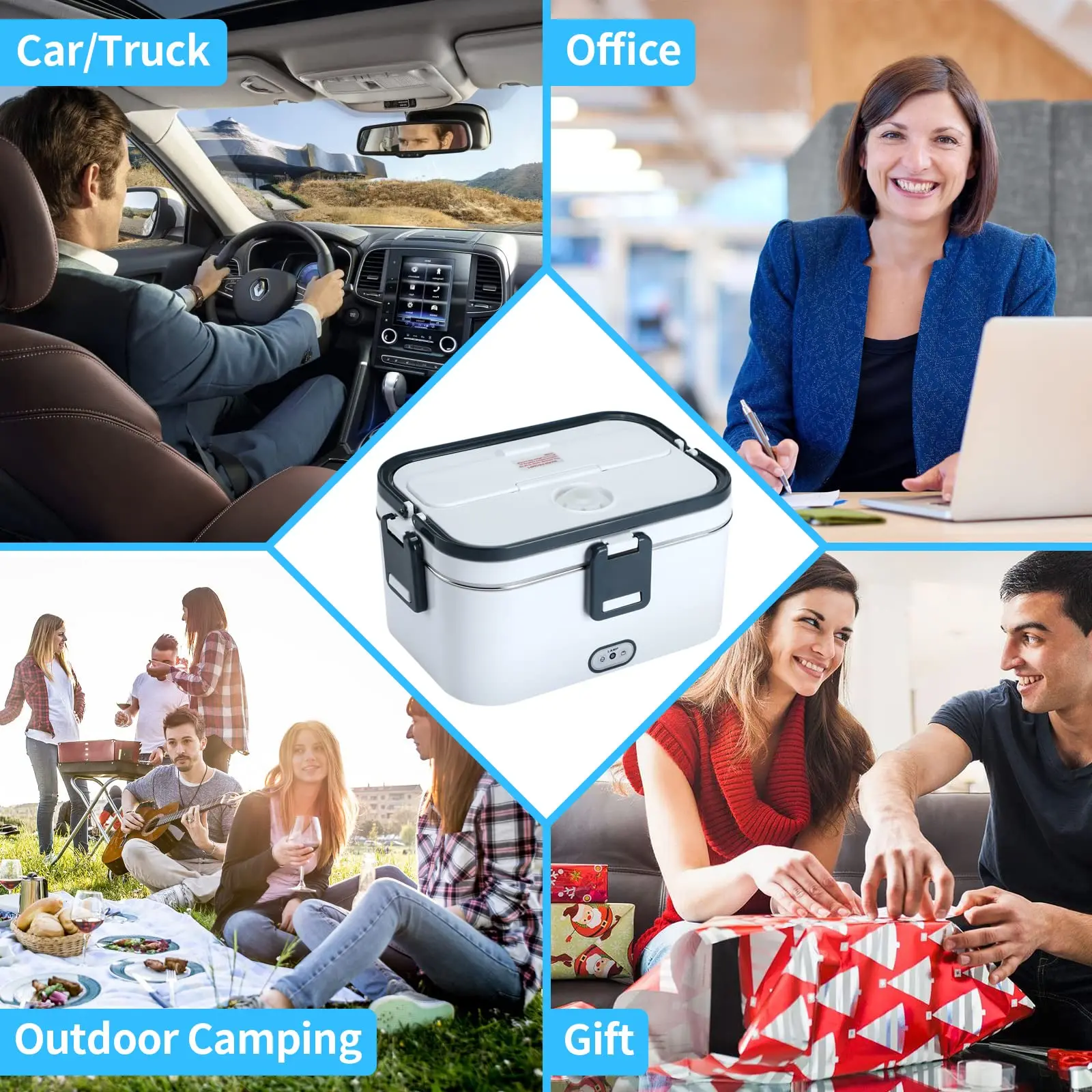 1.8L Electric Lunch Box 60W Food Heated 12V-24V 2-In-1 Portable Food Warmer Heater for Car/Truck/Home Self Heating Box - Image 13