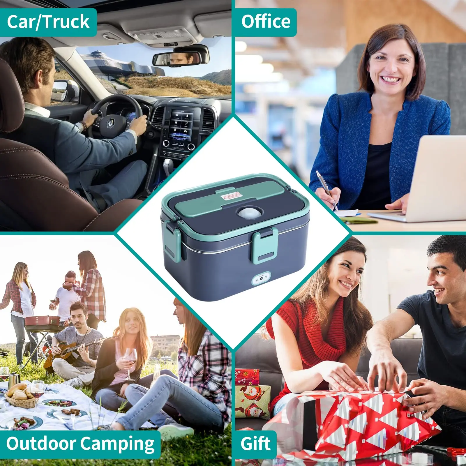 1.8L Electric Lunch Box 60W Food Heated 12V-24V 2-In-1 Portable Food Warmer Heater for Car/Truck/Home Self Heating Box - Image 20