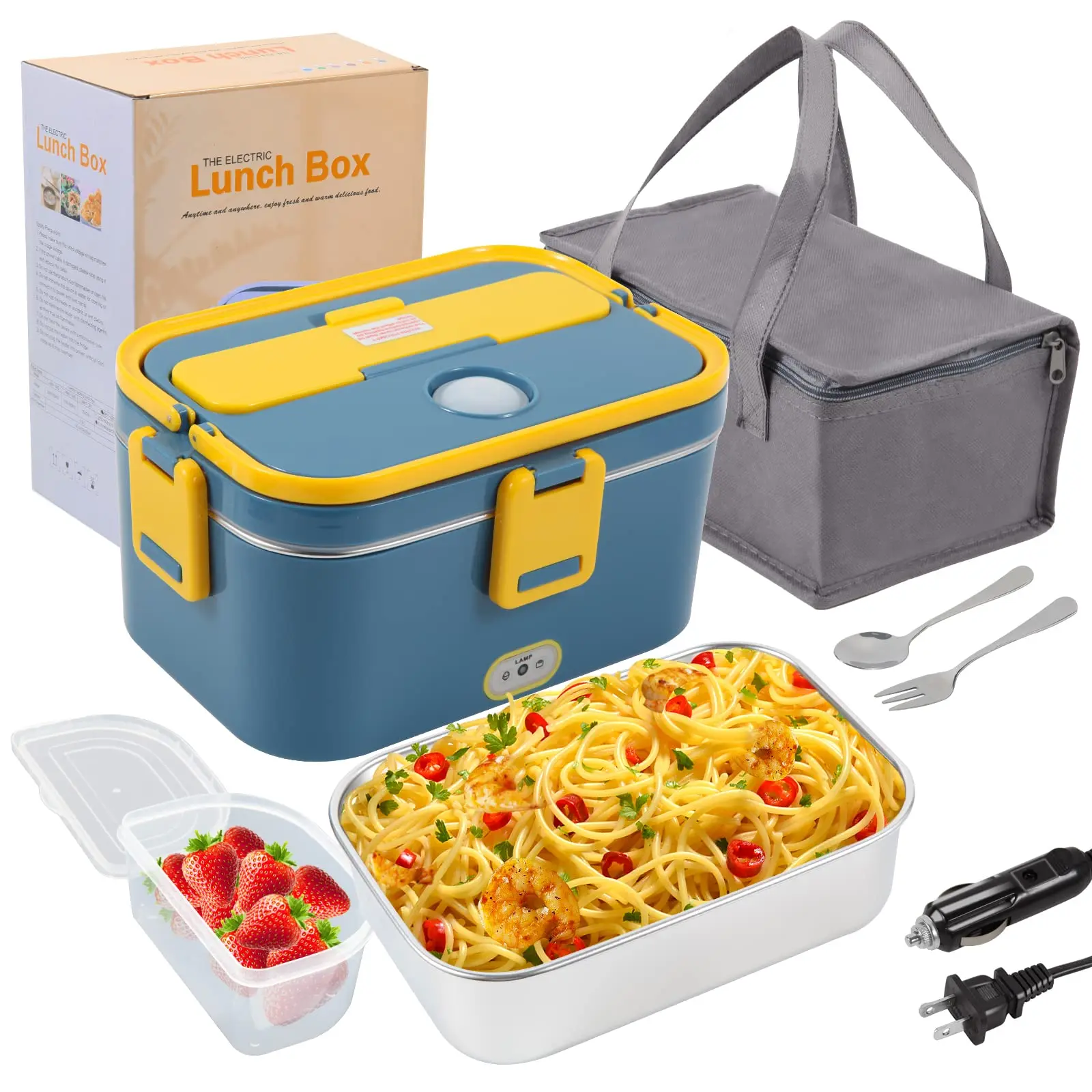 1.8L Electric Lunch Box 60W Food Heated 12V-24V 2-In-1 Portable Food Warmer Heater for Car/Truck/Home Self Heating Box - Image 21