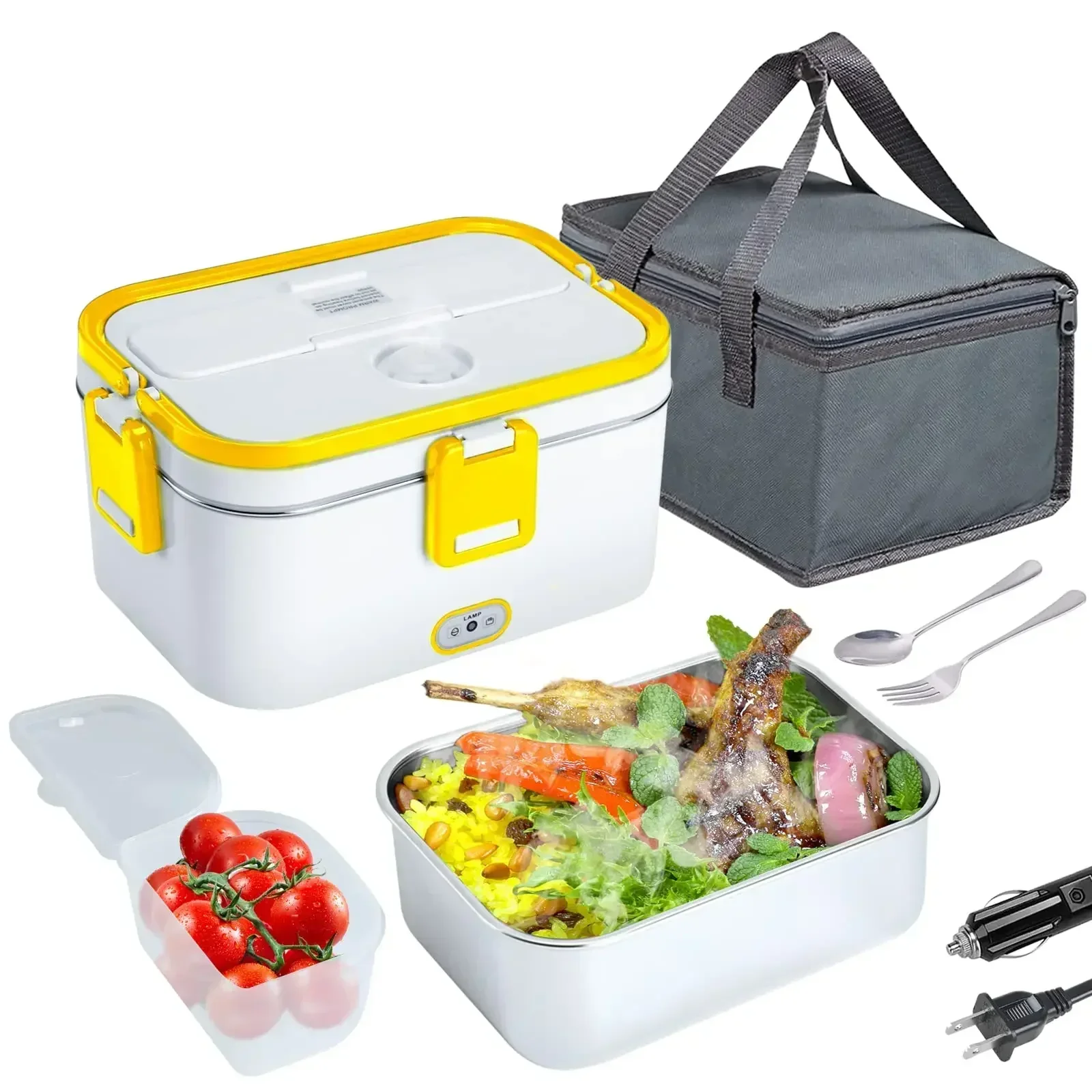 1.8L Electric Lunch Box 60W Food Heated 12V-24V 2-In-1 Portable Food Warmer Heater for Car/Truck/Home Self Heating Box - Image 30