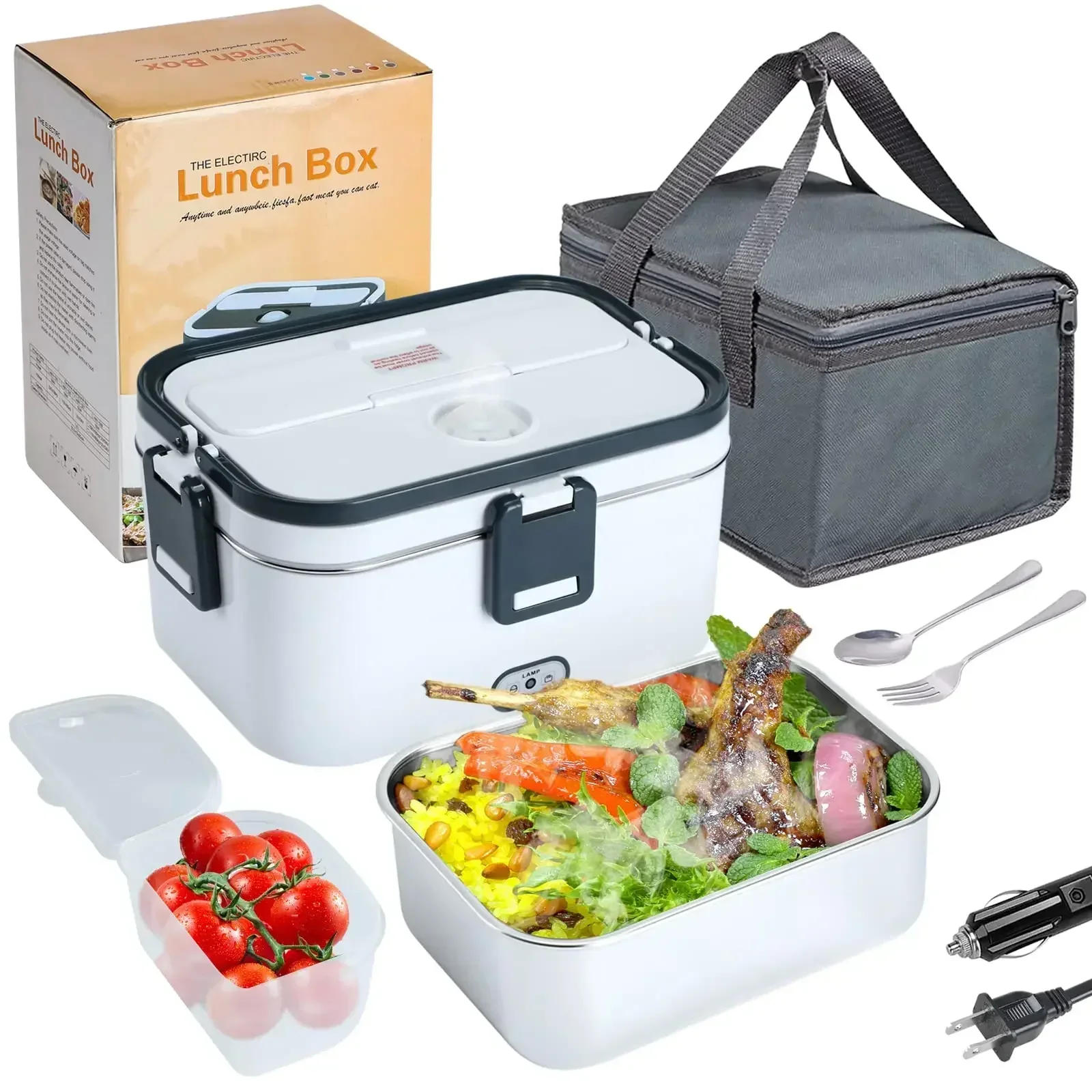 1.8L Electric Lunch Box 60W Food Heated 12V-24V 2-In-1 Portable Food Warmer Heater for Car/Truck/Home Self Heating Box - Image 32