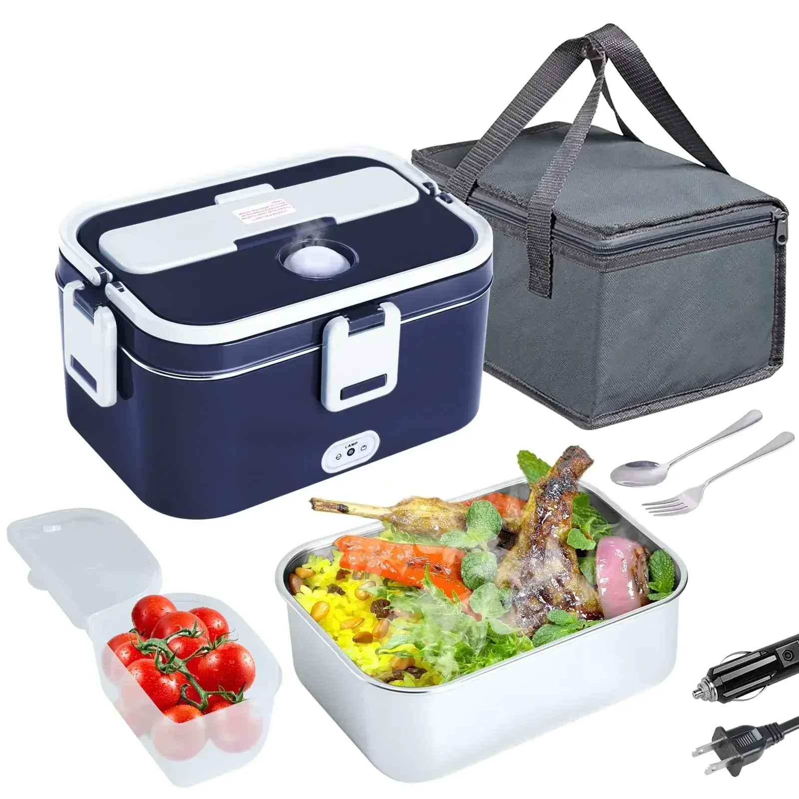 1.8L Electric Lunch Box 60W Food Heated 12V-24V 2-In-1 Portable Food Warmer Heater for Car/Truck/Home Self Heating Box - Image 33