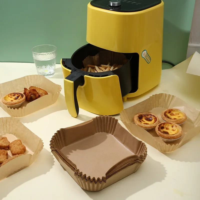 100Pcs Air Fryer Paper Oil Proof Isolation Paper Tray Disposable Non Stick Baking Pad Convenient And Durable Air Fryer Square - Image 3