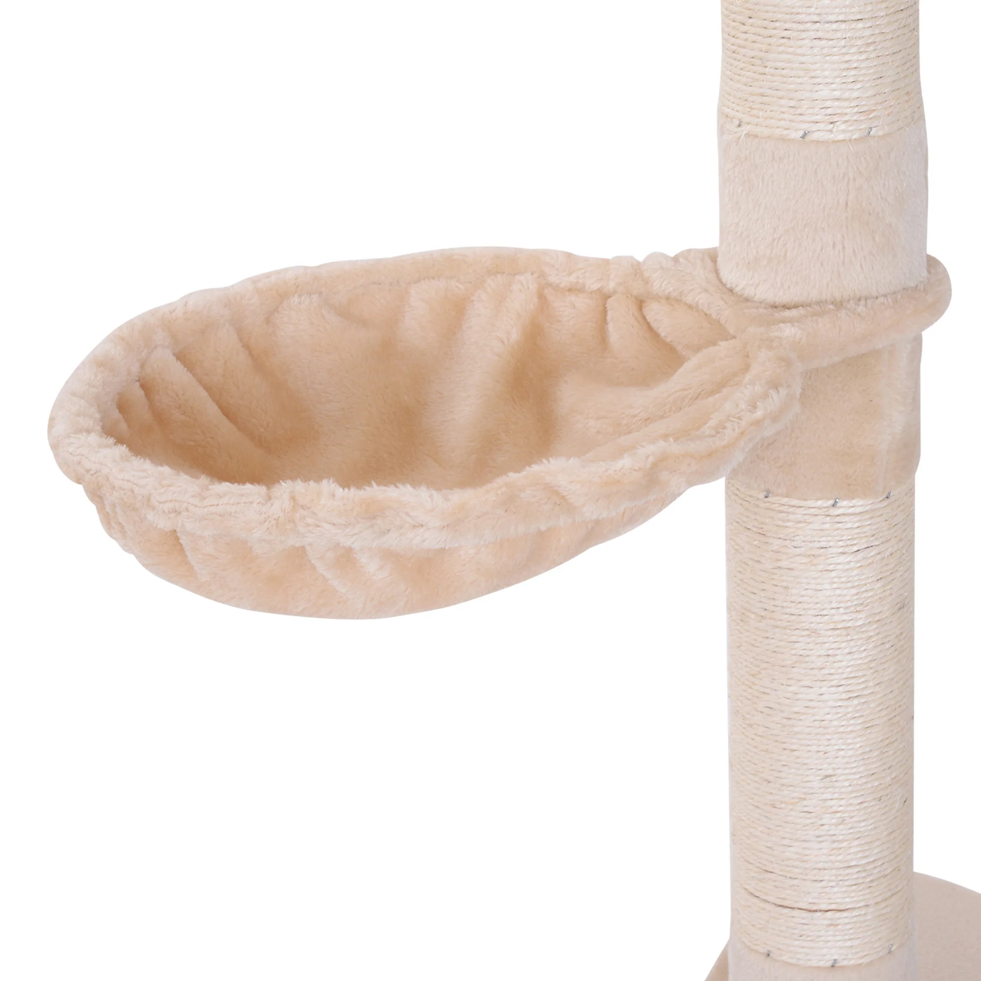 102" Adjustable Height Floor to Ceiling Cat Tree, 5 Level Cat Tower with Scratching Posts, Hammock, Beige - Image 8
