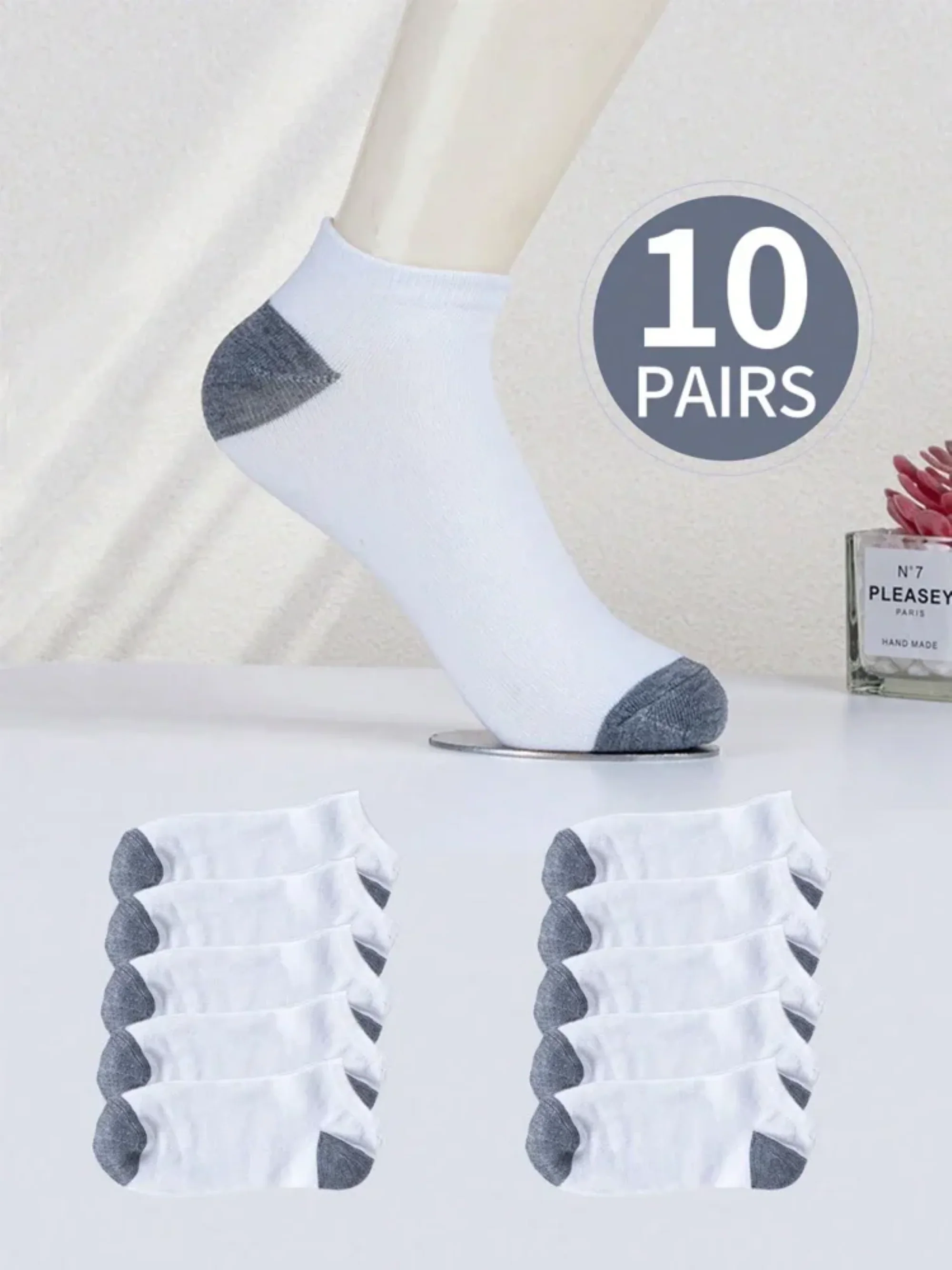 10pairs Men's Fashion Cotton Breathable Comfortable Ankle Socks, Men's Summer Socks - Image 5