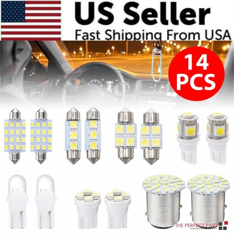 14Pcs T10 36mm LED Interior Car Accessories Kit Map Dome License Plate Lights - Image 4