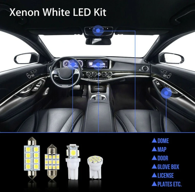 14Pcs T10 36mm LED Interior Car Accessories Kit Map Dome License Plate Lights - Image 5