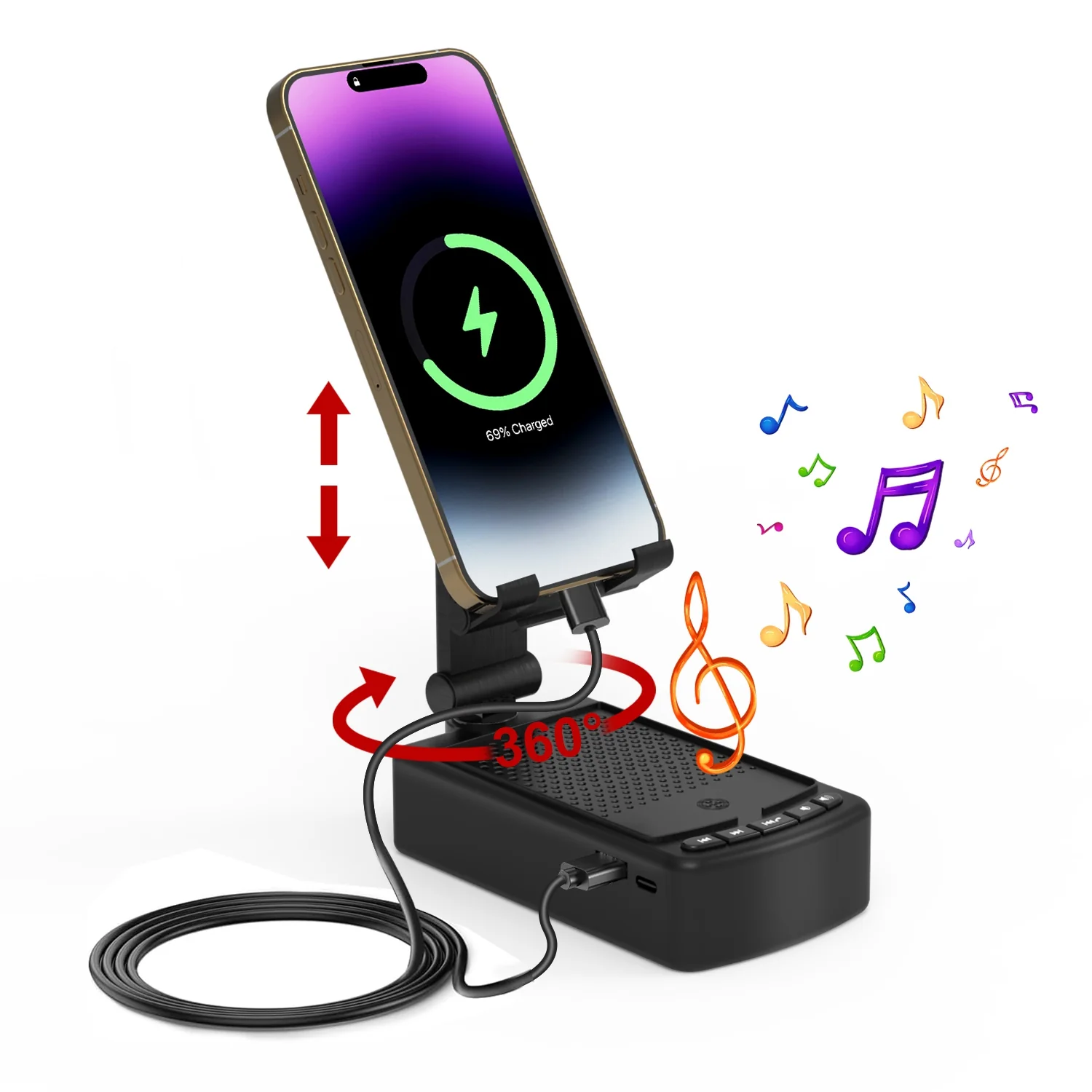 1Pc Cell Phone Stand With HD Surround Wireless Speaker Power Bank Portable Foldable Charging Phone Stand With Anti Slip Base Compatible With Phone Tablet For Home Office Outdoor - Image 11