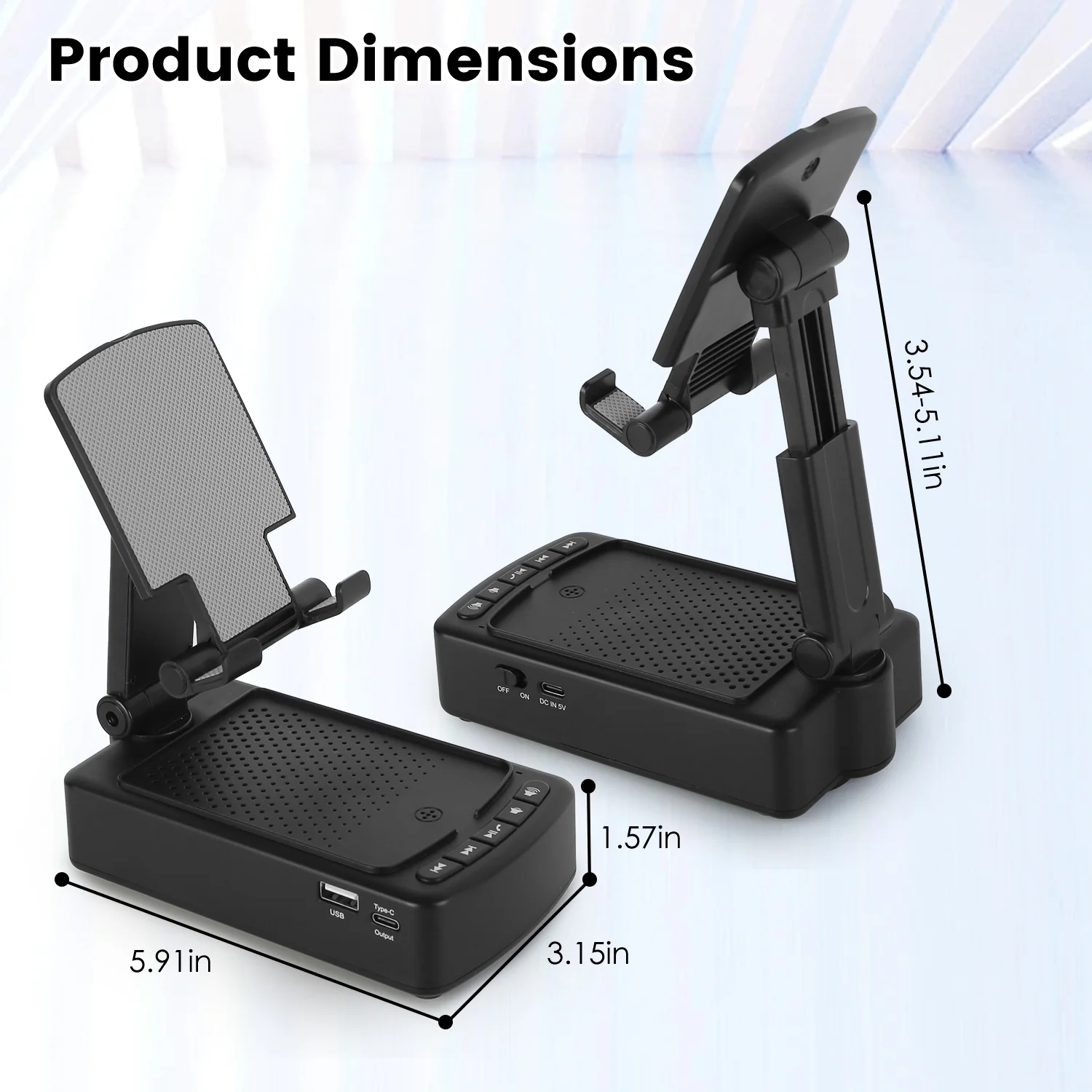 1Pc Cell Phone Stand With HD Surround Wireless Speaker Power Bank Portable Foldable Charging Phone Stand With Anti Slip Base Compatible With Phone Tablet For Home Office Outdoor - Image 2