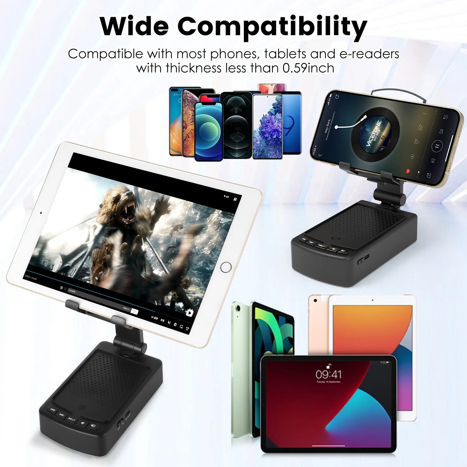 1Pc Cell Phone Stand With HD Surround Wireless Speaker Power Bank Portable Foldable Charging Phone Stand With Anti Slip Base Compatible With Phone Tablet For Home Office Outdoor - Image 6