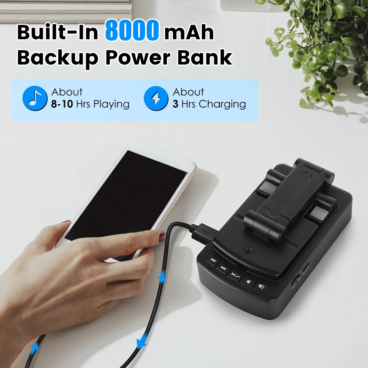 1Pc Cell Phone Stand With HD Surround Wireless Speaker Power Bank Portable Foldable Charging Phone Stand With Anti Slip Base Compatible With Phone Tablet For Home Office Outdoor - Image 9