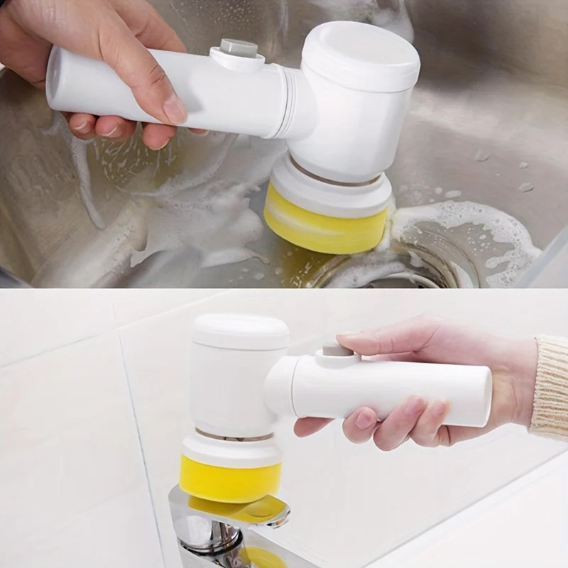 1pc Electric Spin Cleaning Brush,USB Rechargeable Handheld Kitch Cleaner Coldless Rotary Brush, Power Brush Bathroom Rechargeable Brush, Automatic Rotary Power Cleaning Brush For Cleaning - Image 4