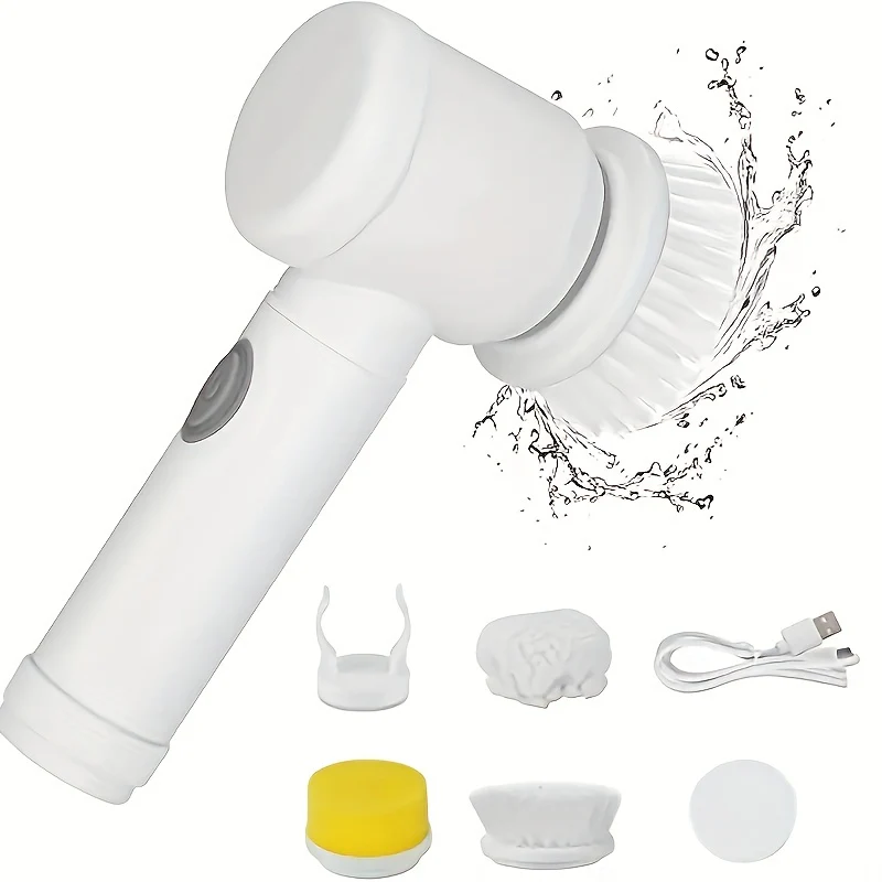 1pc Electric Spin Cleaning Brush,USB Rechargeable Handheld Kitch Cleaner Coldless Rotary Brush, Power Brush Bathroom Rechargeable Brush, Automatic Rotary Power Cleaning Brush For Cleaning - Image 7