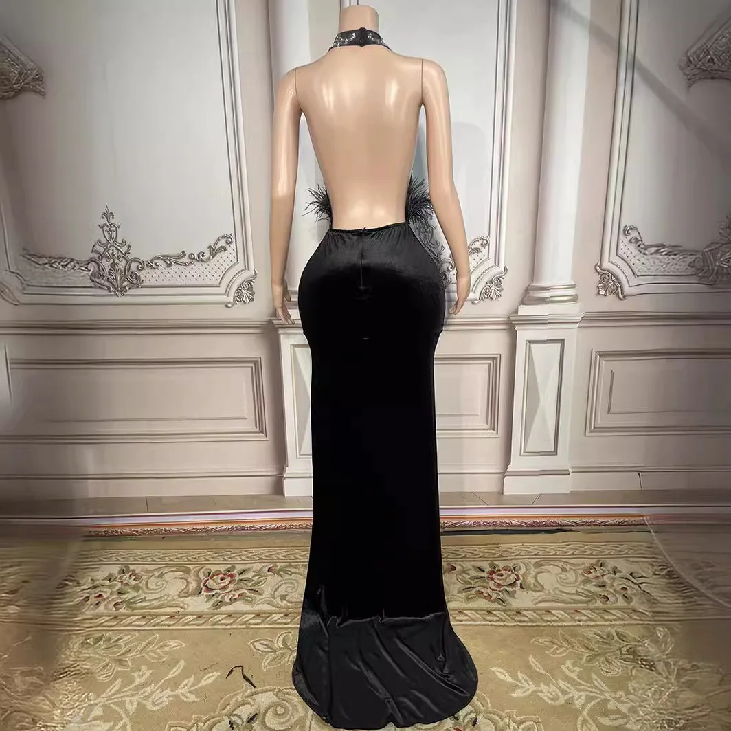 2025 Birthday Clothing High-end Sense Leak Back Split Fork Banquet Fish Tail Slim And Thin Temperament Sexy Performance Clothes - Image 5