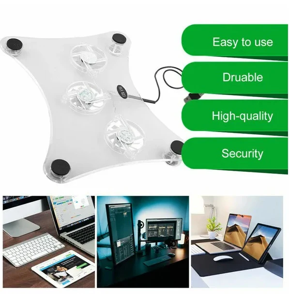 3 Fans USB Cooler Cooling Pad Stand LED Light Radiator For Laptop PC Notebook - Image 2