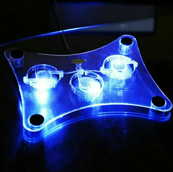 3 Fans USB Cooler Cooling Pad Stand LED Light Radiator For Laptop PC Notebook - Image 3