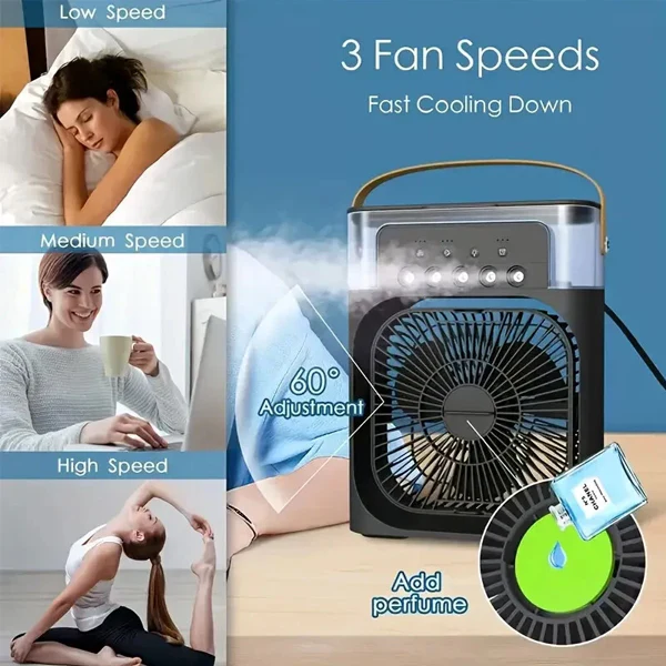 3 In 1 Fan Air Conditioner Small Water Air Cooler LED Lights Air Cooling Fan - Image 2