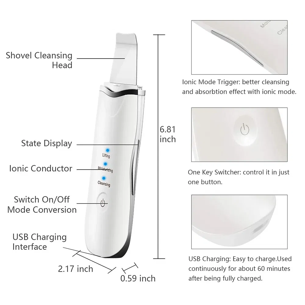 3-in-1 Ultrasonic Facial Spatula For Deep Cleansing, Electric Ultrasonic Skin Scrubber - Image 2