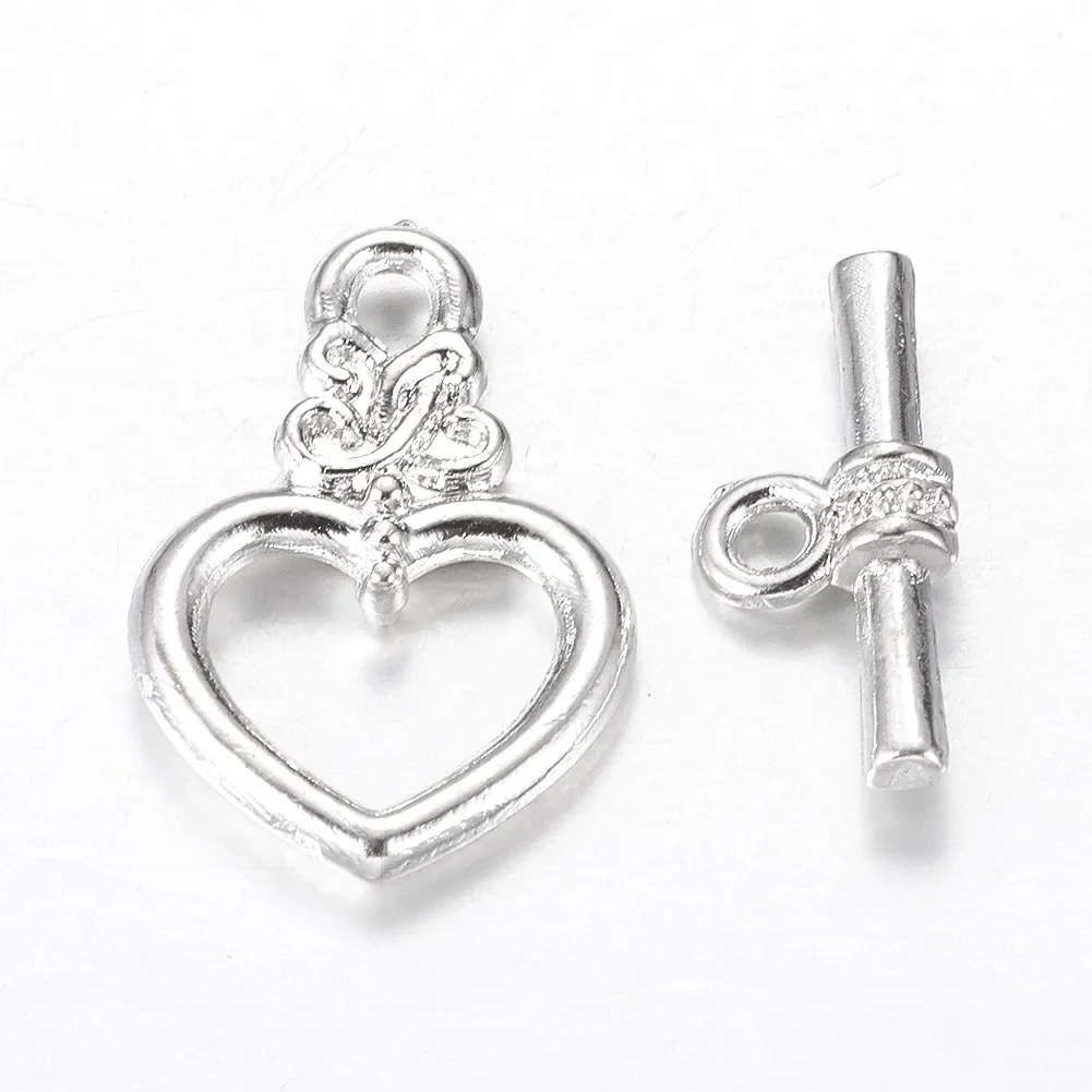 Antique Silver Toggle Clasps – Flower & Heart Connectors (5 Sets) - Image 13