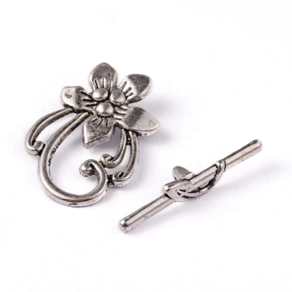 Antique Silver Toggle Clasps – Flower & Heart Connectors (5 Sets) - Image 8