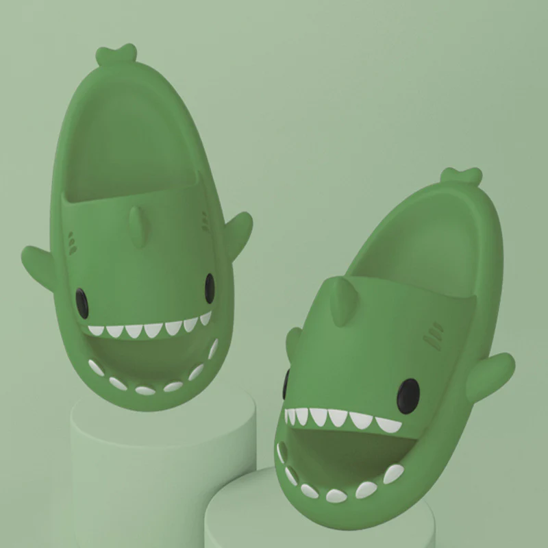 Adult's Slippers Indoor Outdoor Funny Shark Cartoon - Image 2