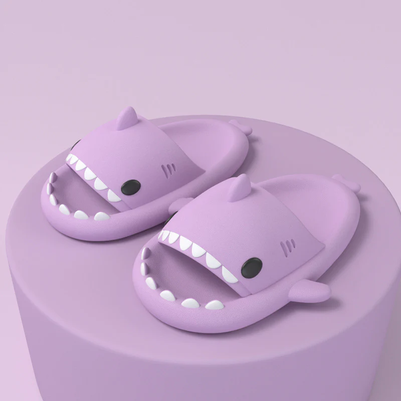 Adult's Slippers Indoor Outdoor Funny Shark Cartoon - Image 24