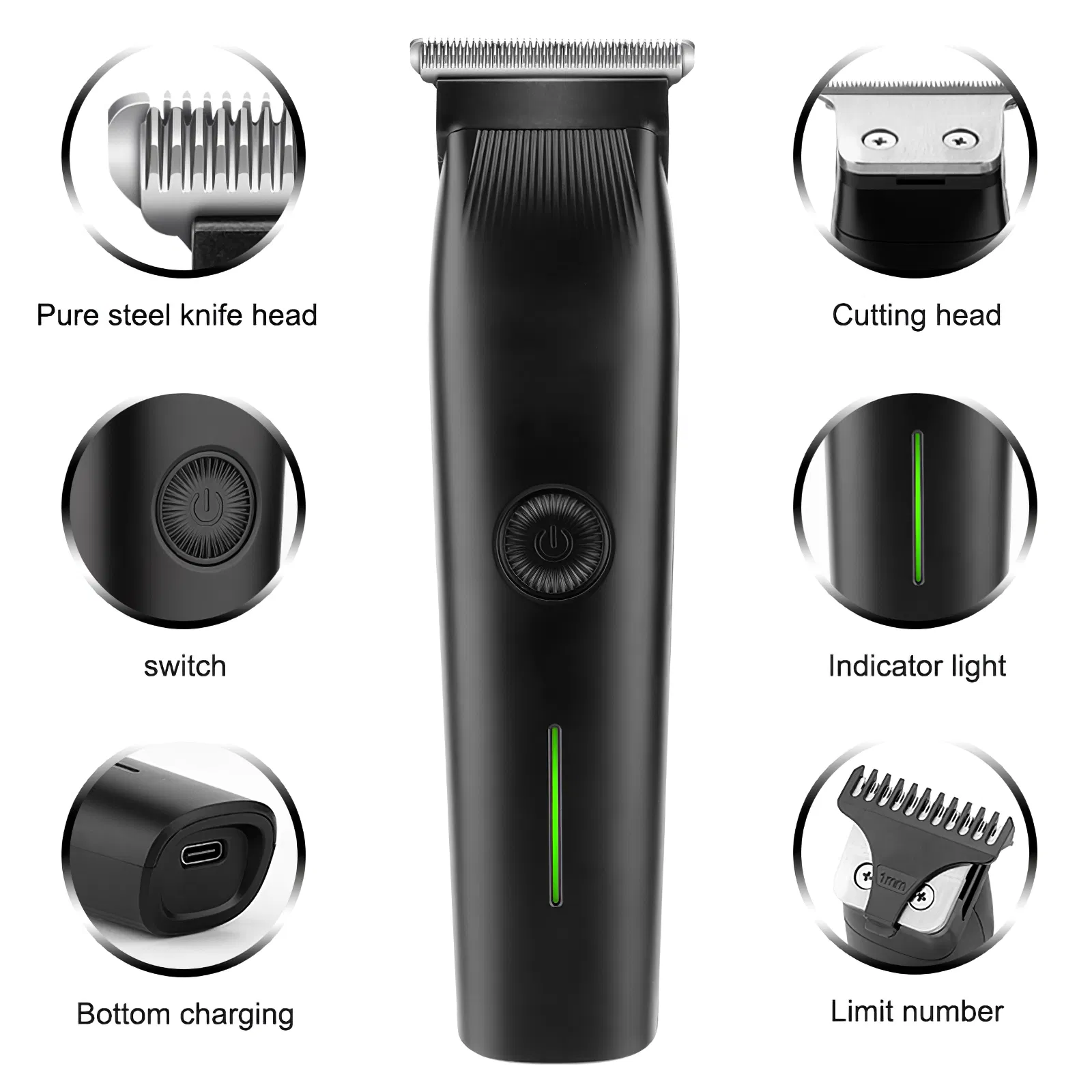 Beard Trimmer, 3 In 1 Hair Clippers And Mens Grooming Kit, Face, Nose, Ear Hair Trimmer - Black - Image 3