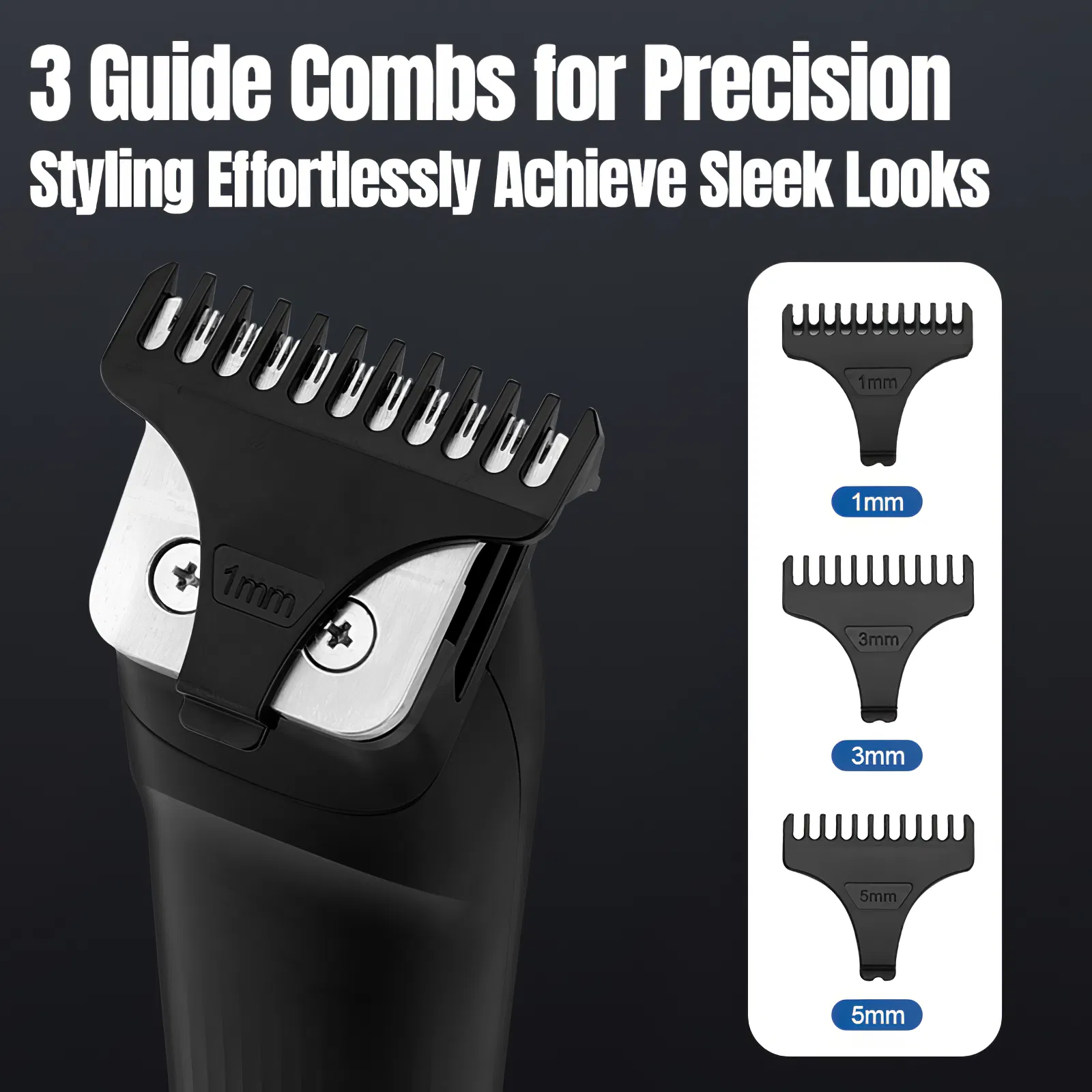 Beard Trimmer, 3 In 1 Hair Clippers And Mens Grooming Kit, Face, Nose, Ear Hair Trimmer - Black - Image 8