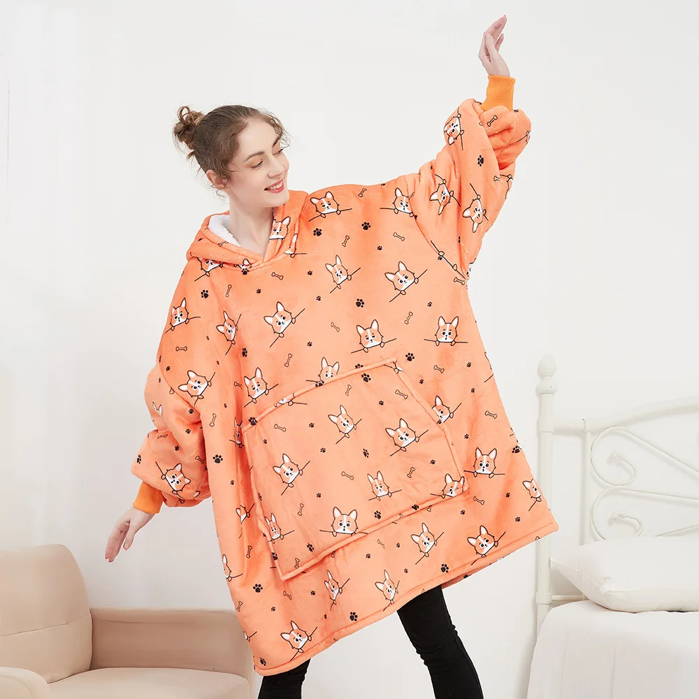 Wearable Blanket Hoodie – Oversized Fleece Thermal - Image 27