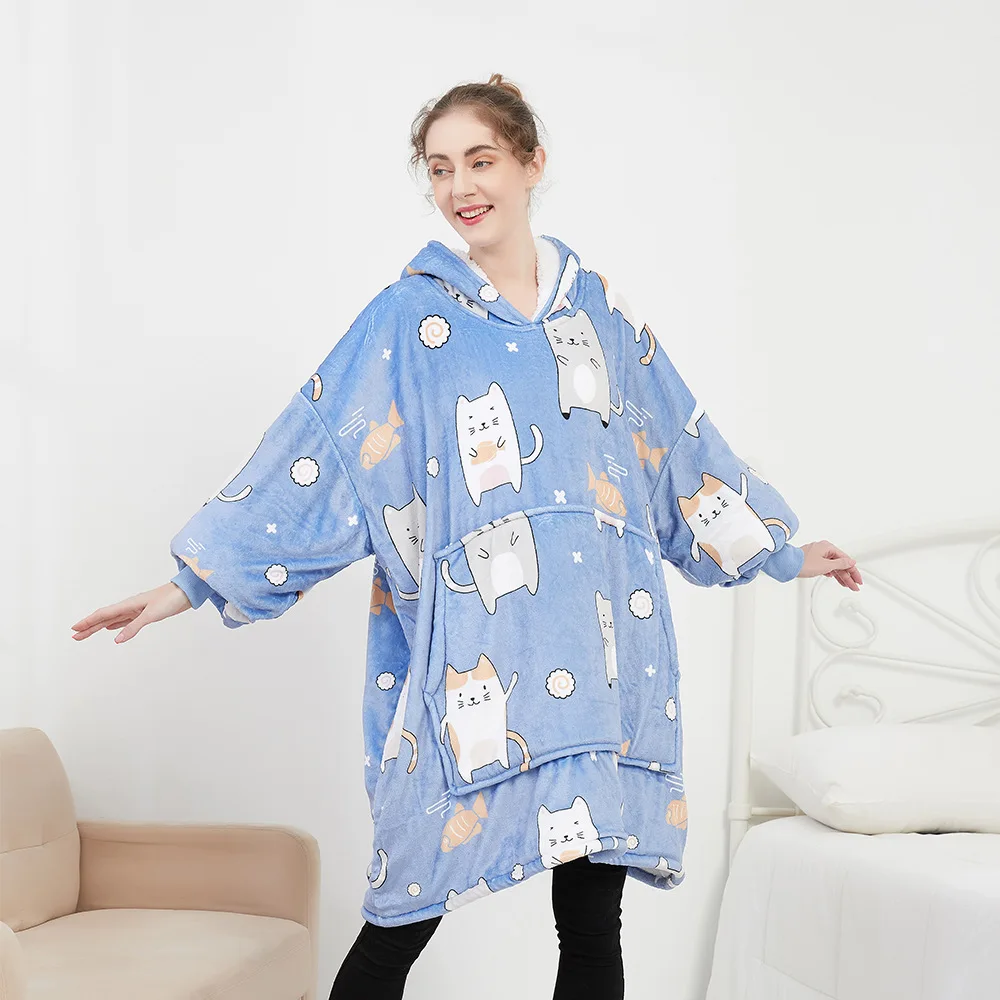 Wearable Blanket Hoodie – Oversized Fleece Thermal - Image 30