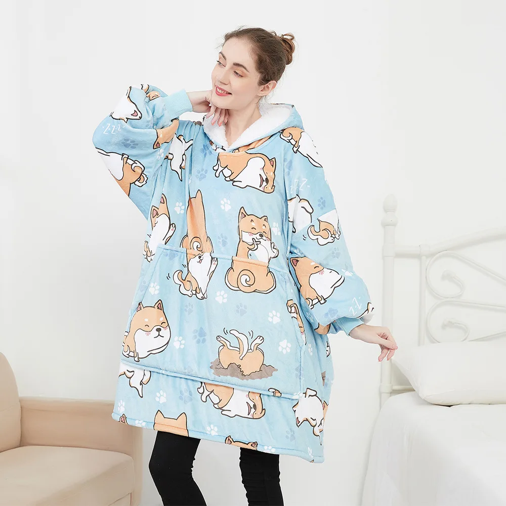 Wearable Blanket Hoodie – Oversized Fleece Thermal - Image 48