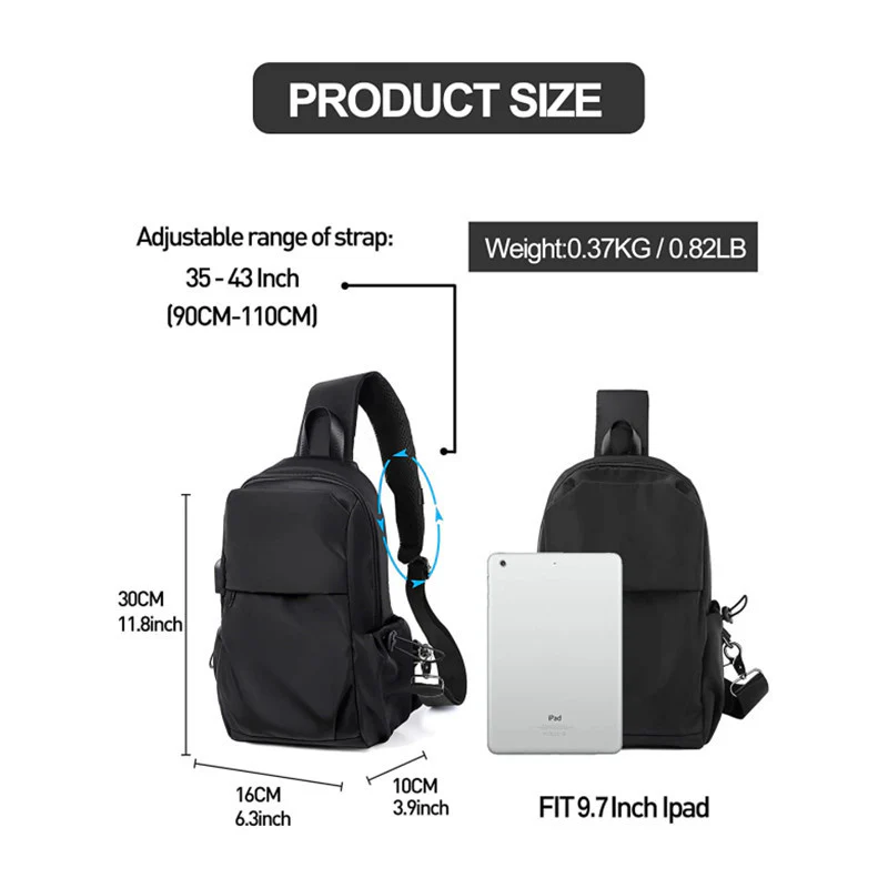 Crossbody Bag Usb Rechargeable Casual Sports - Image 5