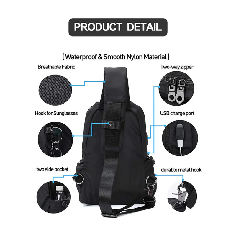 Crossbody Bag Usb Rechargeable Casual Sports - Image 6