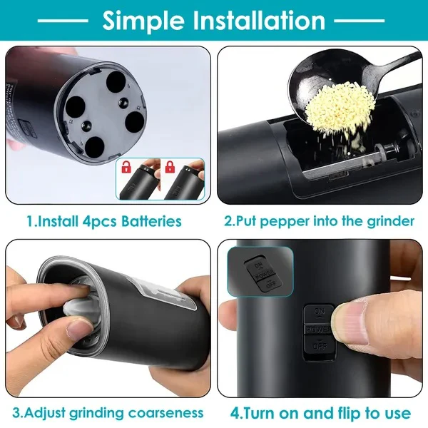 Electric Salt And Pepper Grinder Automatic Gravity Sensor Battery - Image 5
