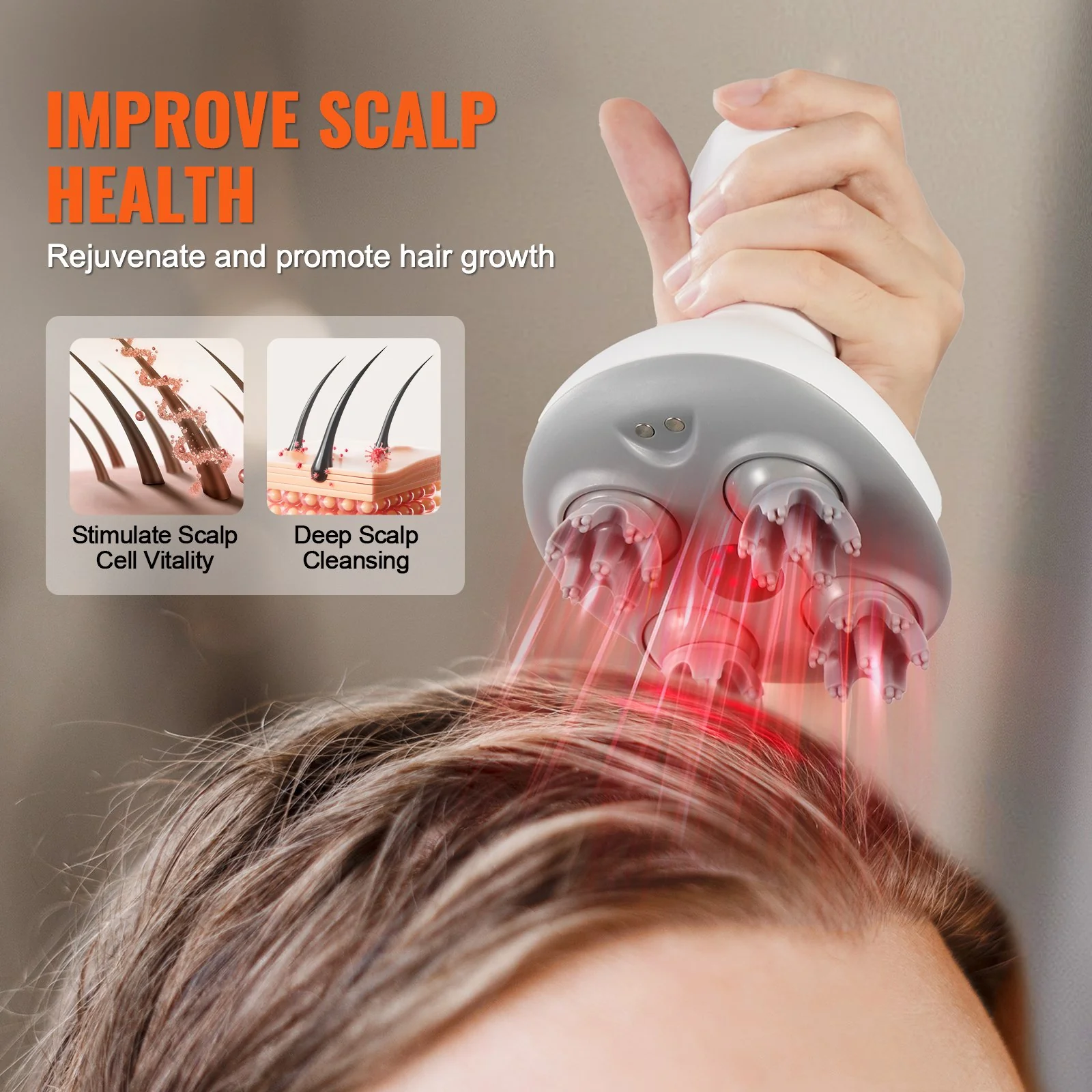 Electric Scalp Massager Rechargeable Head Massager Waterproof Portable - Image 3