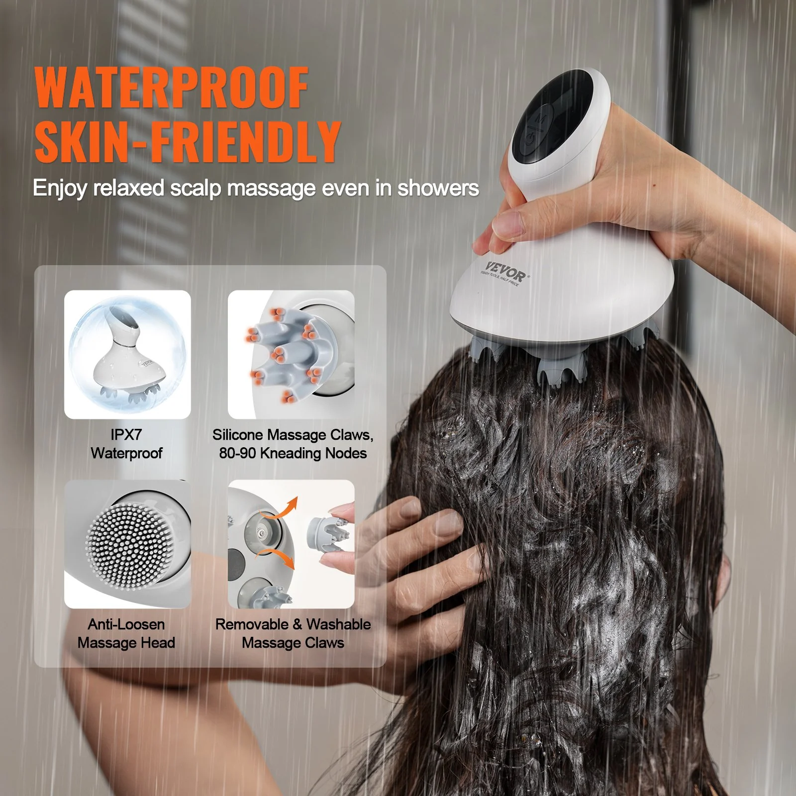 Electric Scalp Massager Rechargeable Head Massager Waterproof Portable - Image 5