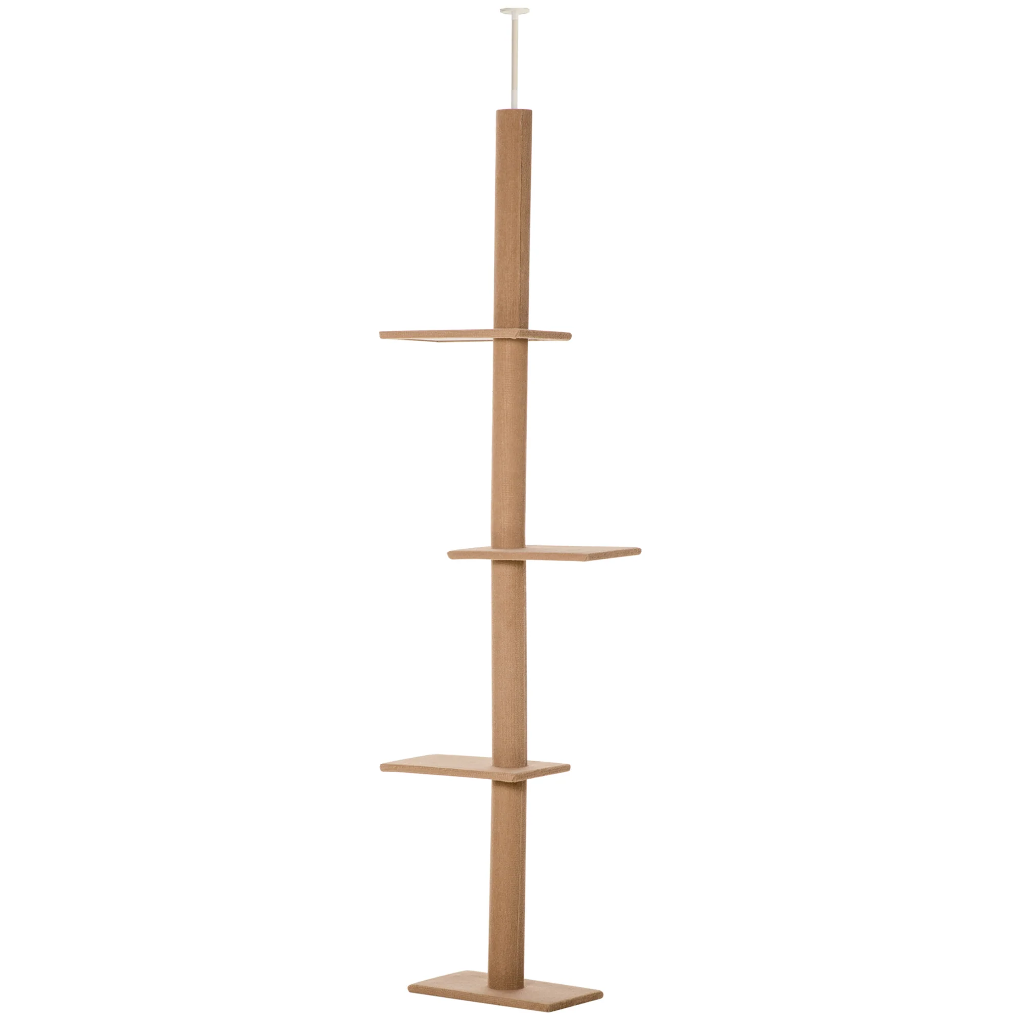 Floor-to-Ceiling Cat Tree Cat Climbing Tower with Sisal-Covered Scratching Posts Natural Cat Tree Activity Center for Kittens Cat Tower Furniture, Brown - Image 9