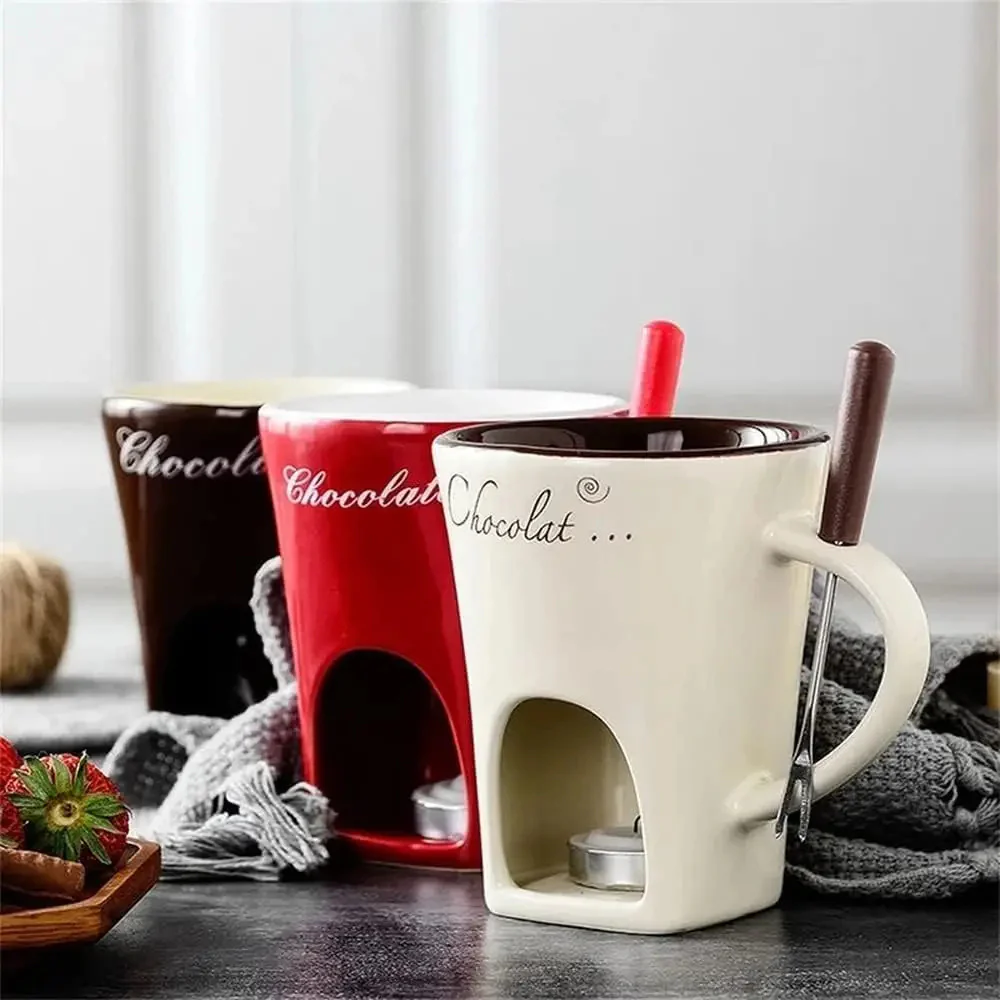 Fondue Mug Set – Mini Chocolate & Cheese Warmer (Personal) - Image 3