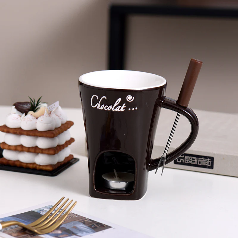 Fondue Mug Set – Mini Chocolate & Cheese Warmer (Personal) - Image 4