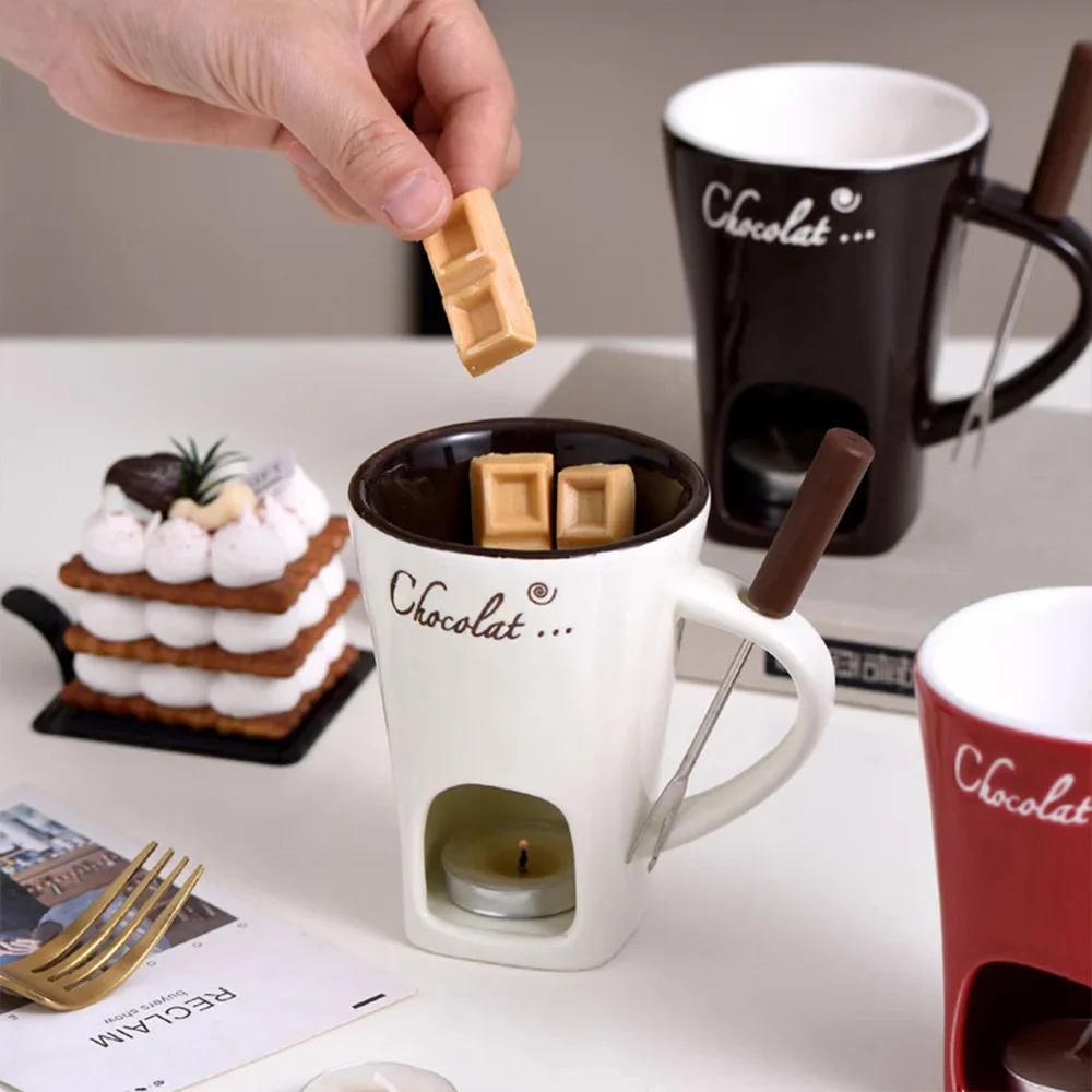 Fondue Mug Set – Mini Chocolate & Cheese Warmer (Personal) - Image 6