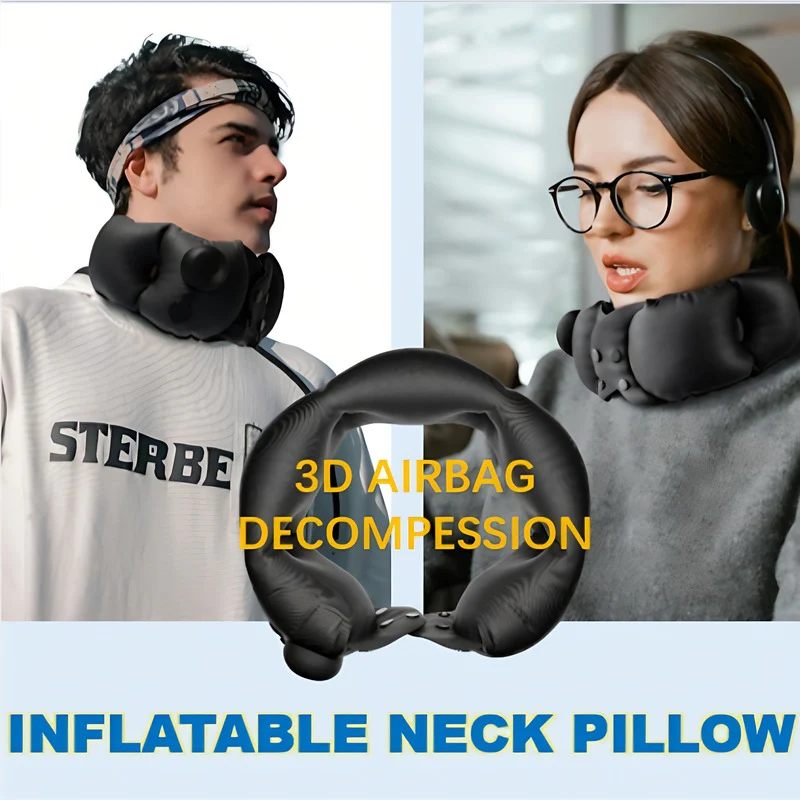 Inflatable Neck Pillow With Adjustable Firmness, Made Of Soft Skin-Friendly Material For Travel Comfort - Image 5