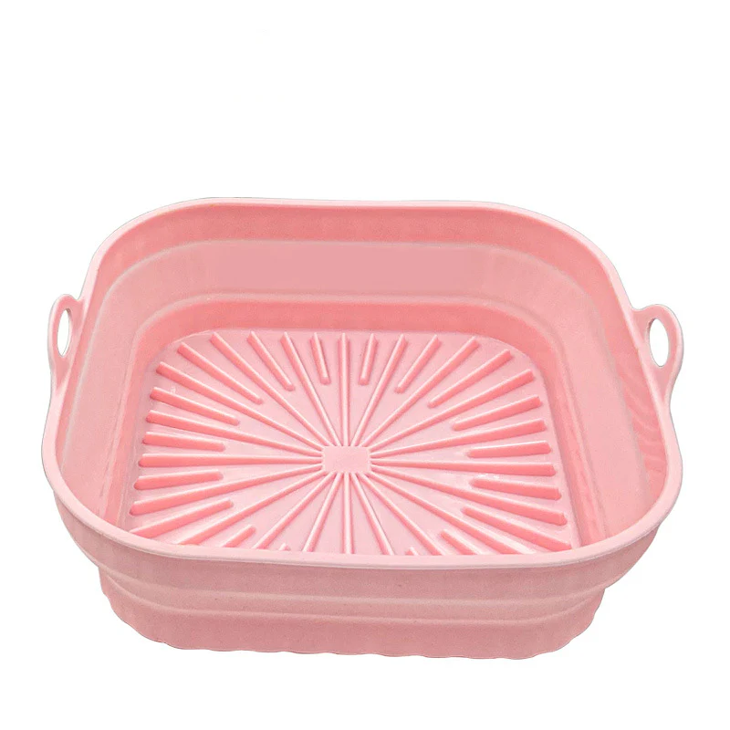 Kitchen Collapsible Air Fryer Silicone Pot Reusable Round Square Liners Basket For Air Fryer Non-slip Baking Tray Oven Accessories - Image 4
