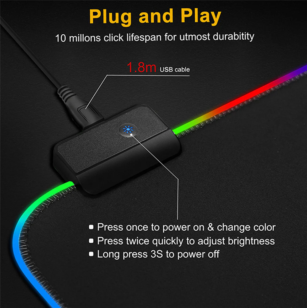 Luminous Mouse RGB Mouse LED Gaming Large Office Desk Pad - Image 2