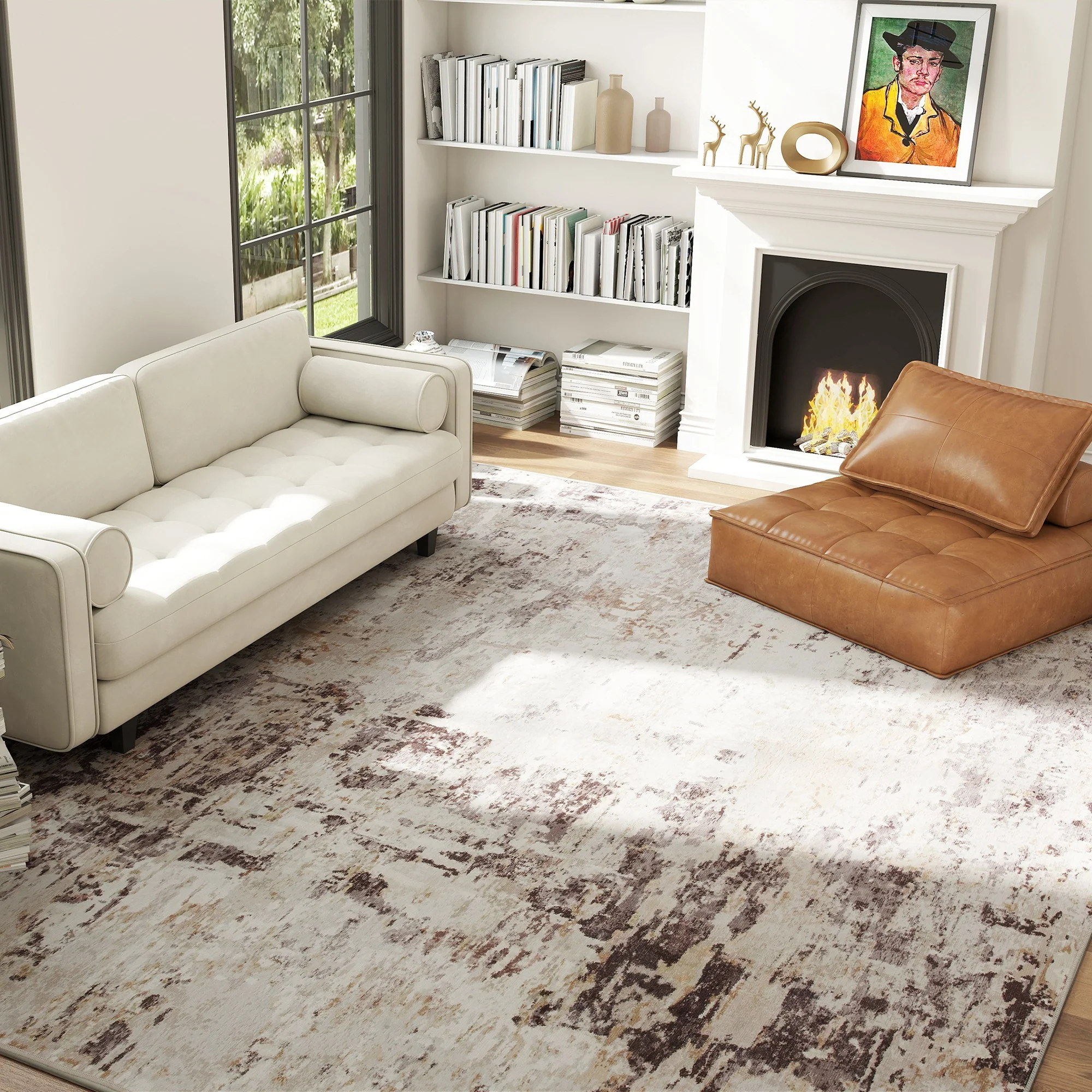 Washable Area Rug 8x10 – Non-Slip Modern Abstract Carpet - Image 3