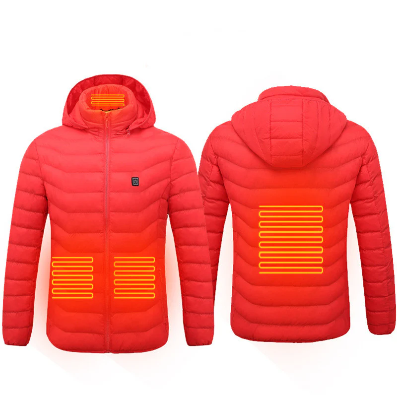 Men Heated Puffer Jacket Electric Heating Coat Insulated Hood Windbreaker 9Heat Zones - Image 12