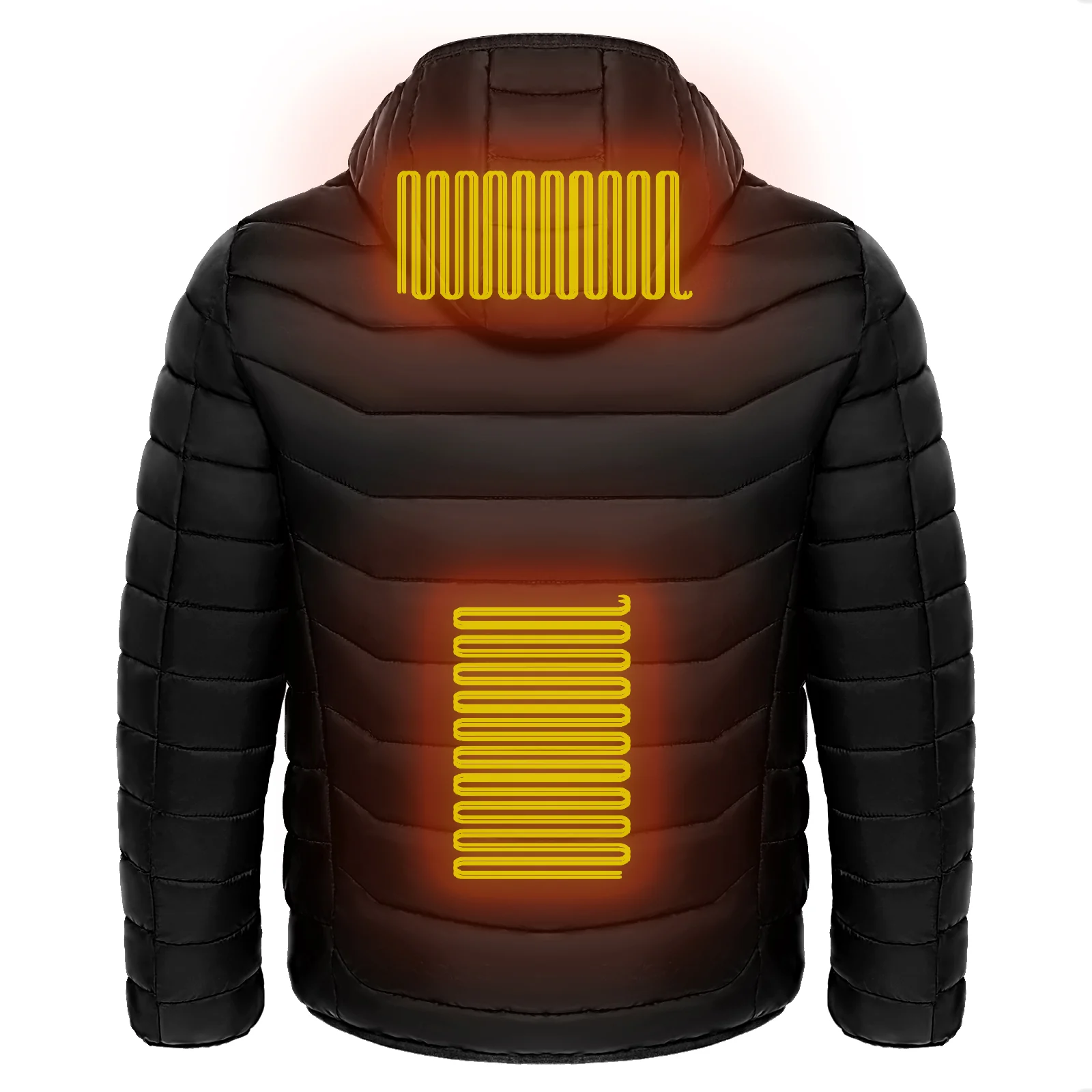 Men Heated Puffer Jacket Electric Heating Coat Insulated Hood Windbreaker 9Heat Zones - Image 2