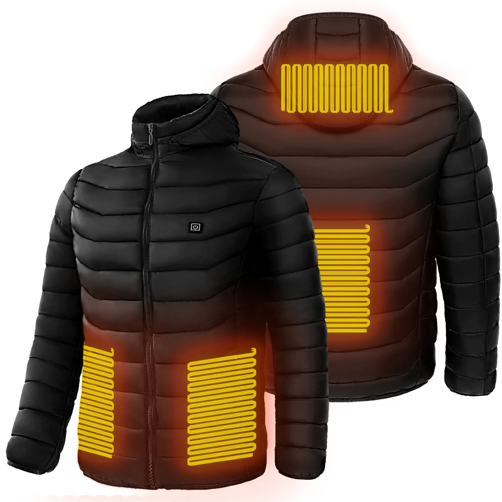 Men Heated Puffer Jacket Electric Heating Coat Insulated Hood Windbreaker 9Heat Zones - Image 3