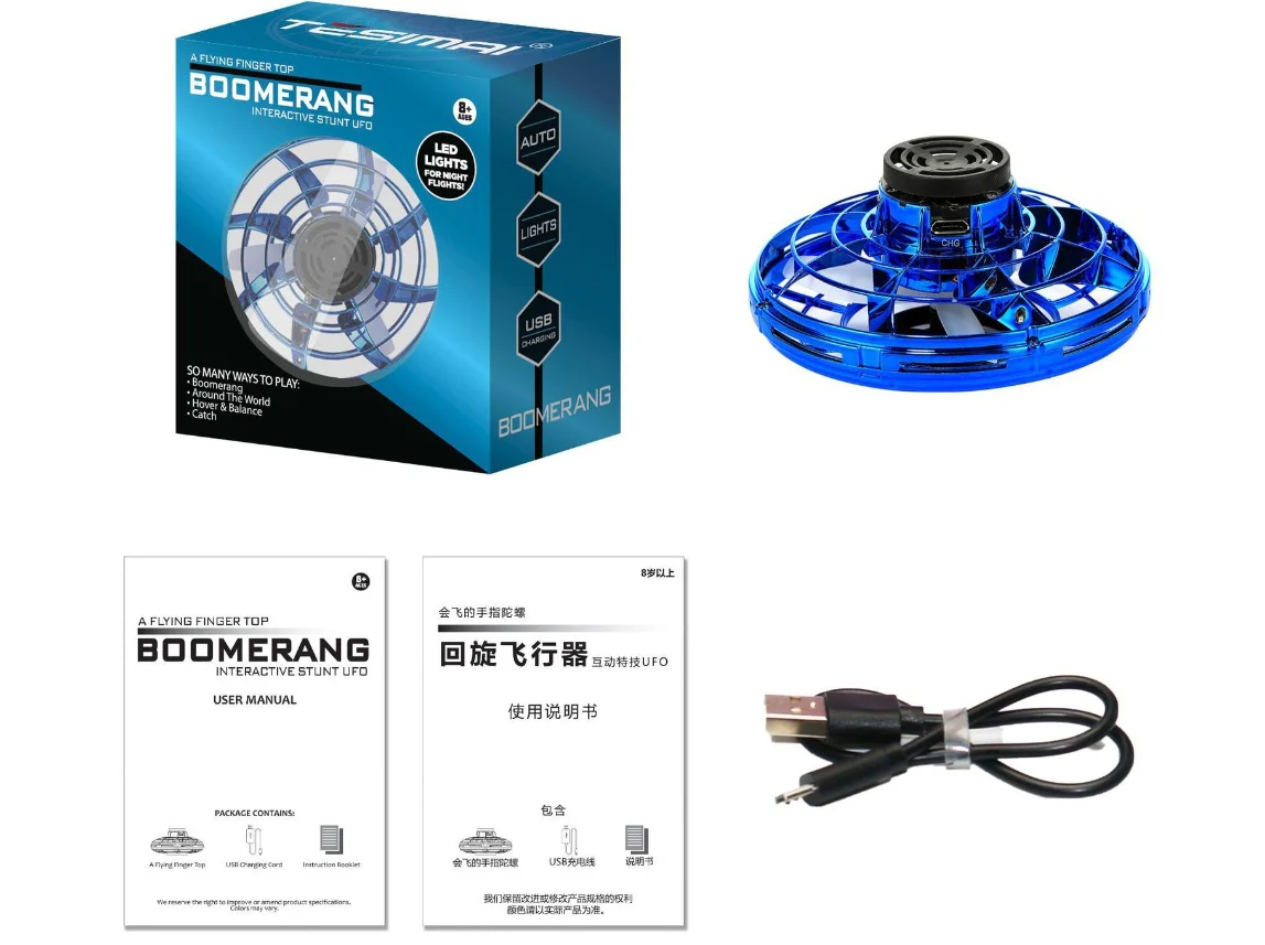 Mini Fingertip Gyro Interactive Decompression Toy Drone LED UFO Type Flying Helicopter Spinner Toy Kids - Image 11