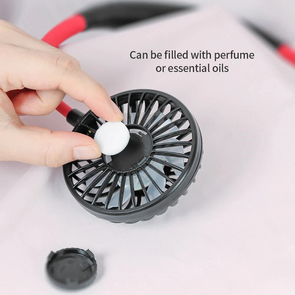 Mini Portable Hanging Neckband Fan USB Rechargeable Double Fans Air Cooler Conditioner Colorful Aroma Electric Desk Fan For Room - Image 6