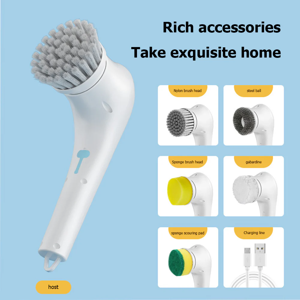Multifunctional Electric Handheld Kitchen Household Dishwashing Brush Handheld Scrubber Bathtub Sink Bathroom Kitchen Tile Cleaning Tool Drill Brush Set With 5 Heads - Image 11